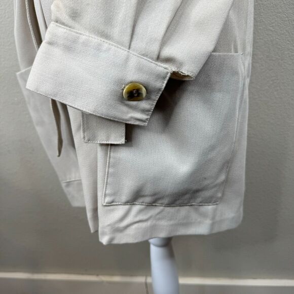 Ego Women's Button‎ Front Trench Coat Tie Waist Long Sleeve Gray - Picture 4 of 15